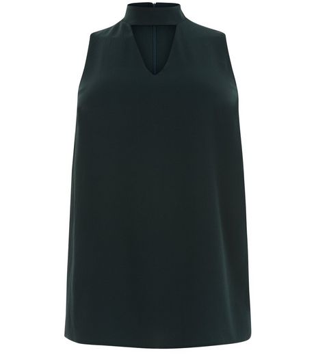 Curves Black Sleeveless Choker Top | New Look