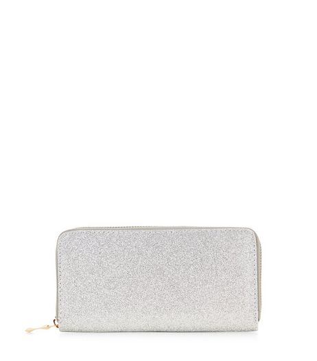 Silver Glitter Zip Around Purse | New Look