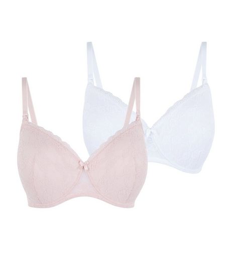 Maternity 2 Pack Pink and White Nursing Bras | New Look