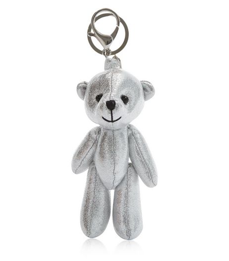 Silver Teddy Bear Keyring | New Look