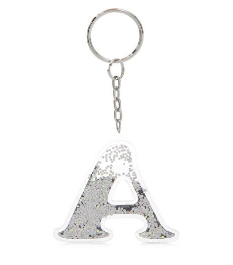 Silver A Intial Keyring | New Look
