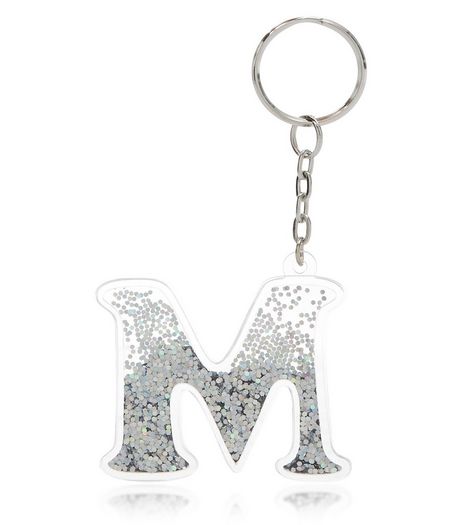 Silver M Intial Keyring | New Look