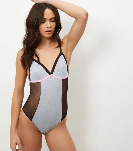 Grey Colour Block Bodysuit | New Look