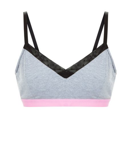 Grey Colour Block Bralet | New Look