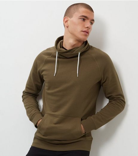 Khaki Funnel Neck Hoodie | New Look