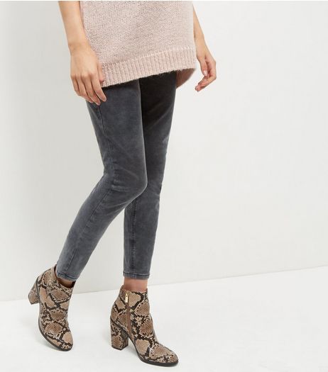Maternity Grey Acid Wash Skinny Jeans | New Look