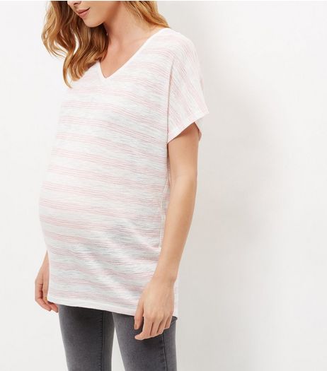 Maternity Pink Stripe Cross Back T-Shirt | New Look