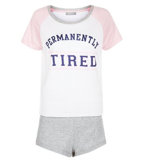 Pink Permanently Tired Pyjama Set | New Look