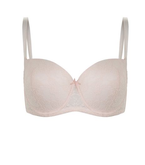 Shell Pink DD+ Strapless Lace Bra | New Look