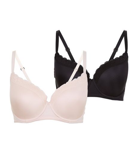2 Pack Pink and Black DD+ Bras | New Look