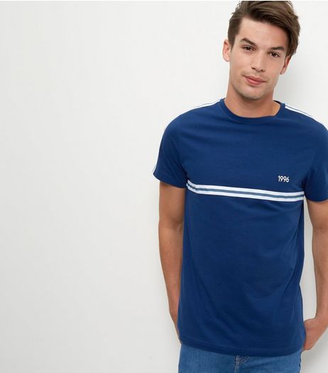 Blue Stripe 1996 Print T-Shirt | New Look