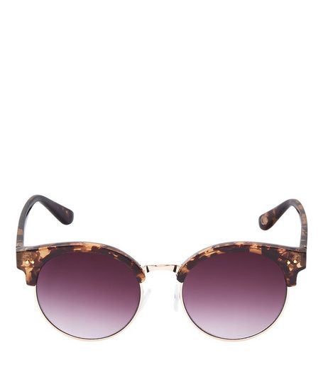 Brown Tortoiseshell Print Round Sunglasses | New Look