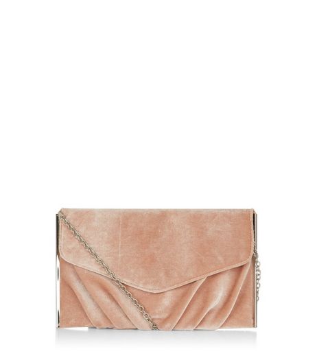 Pink Velvet Gathered Clutch | New Look