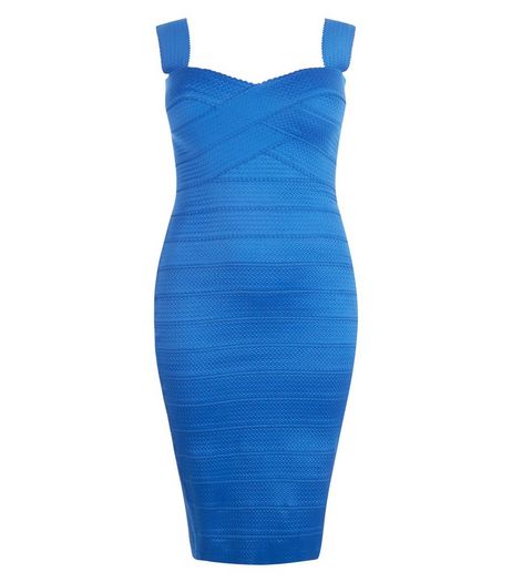 Curves Blue Bandage Bodycon Dress | New Look