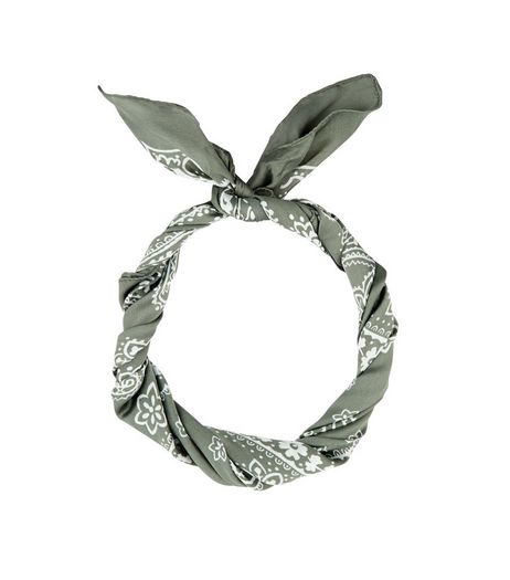 Khaki Paisley Print Satin Bandana | New Look
