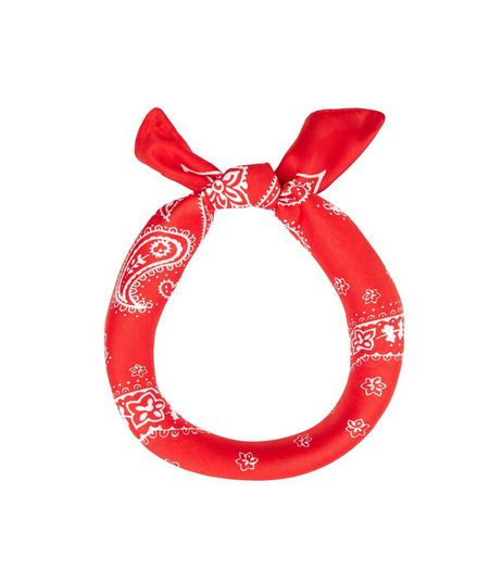 Red Paisley Print Satin Bandana | New Look