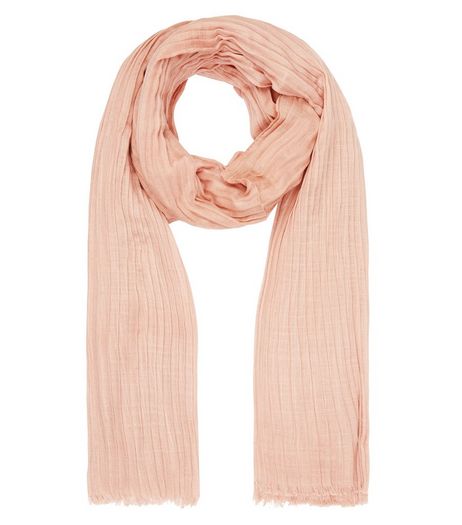 Shell Pink Pleated Longline Scarf | New Look