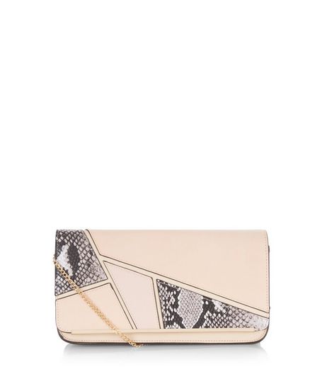 Cream Geo Panelled Clutch | New Look