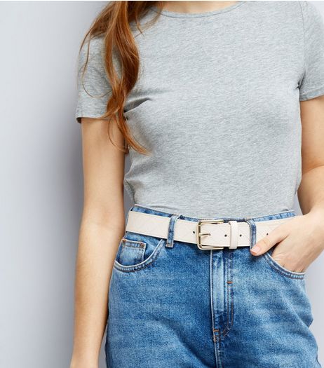 Cream Quilted Jeans Belt | New Look
