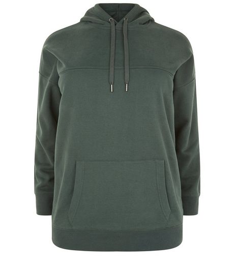 Curves Green Oversized Seam Hoody | New Look
