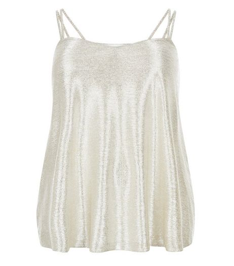 Curves Silver Metallic Cami | New Look