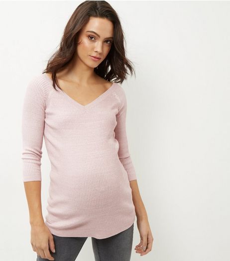 Maternity Shell Pink V Neck Jumper | New Look