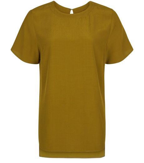 Khaki Dip Hem Boxy T-Shirt | New Look