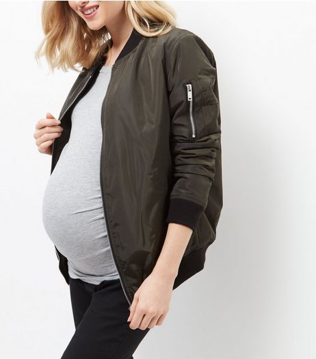 Maternity Khaki Bomber Jacket | New Look