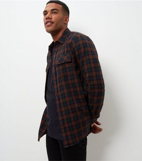 Grey Check Double Pocket Long Sleeve Shirt | New Look