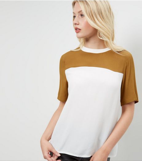Khaki Colour Block Swing T-Shirt | New Look