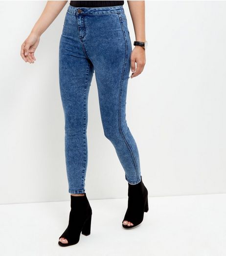 Blue Acid Wash High Waist Super Skinny Jeans | New Look