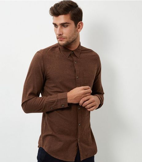 Deep Red Long Sleeve Rust Texture Shirt | New Look