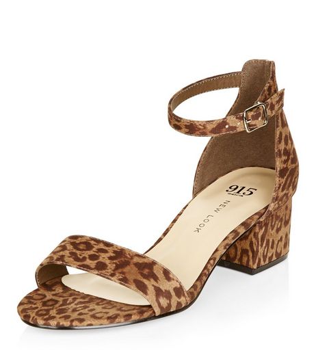 Teens Stone Animal Print Suedette Block Heel Sandals | New Look