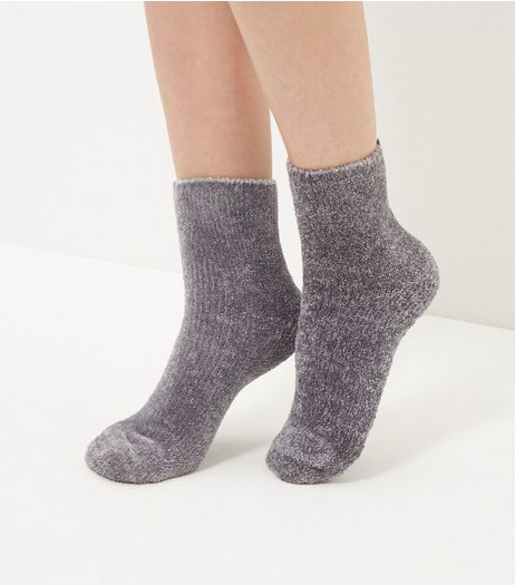 Grey Chenille Slipper Socks | New Look