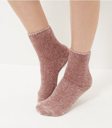 Pink Chenille Slipper Socks | New Look