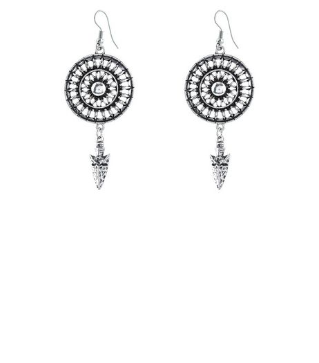 Silver Disc Arrow Earrings | New Look