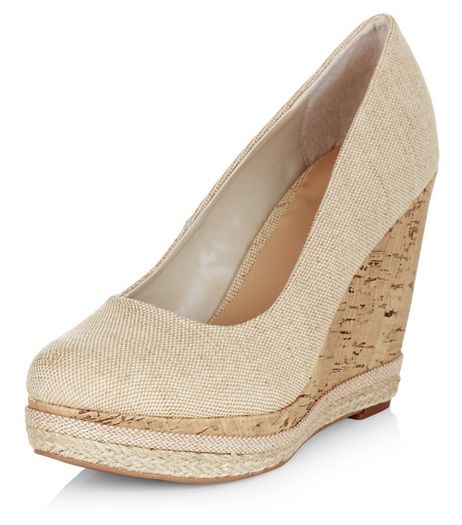 Cream Canvas Contrast Wedges | New Look