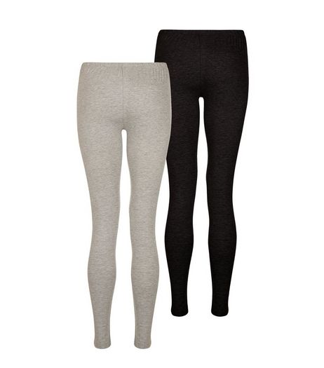 Teens 2 Pack Grey and Black Leggings | New Look