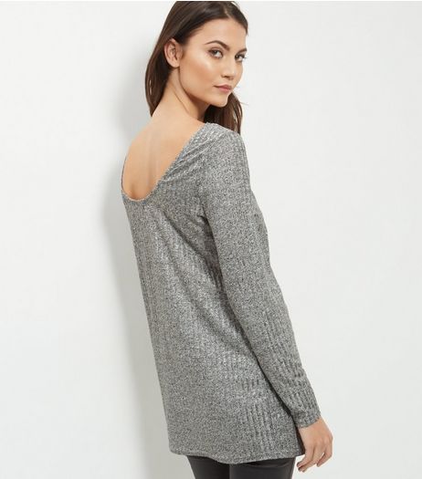 Silver Ribbed Fine Knit Long Sleeve Top | New Look