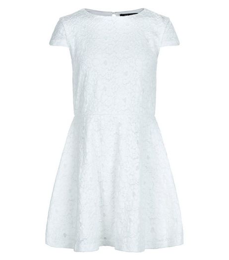 Girls Cream Lace Skater Dress | New Look