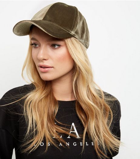 Khaki Velvet Cap | New Look