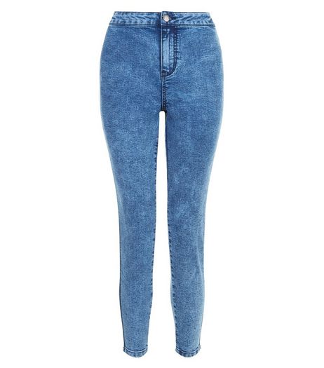 Petite Blue Acid Washed Skinny Jeans | New Look