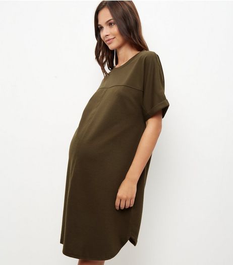 Maternity Khaki V Neck Tunic Dress | New Look
