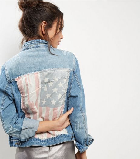 Heartbreak Blue USA Flag Denim Jacket | New Look
