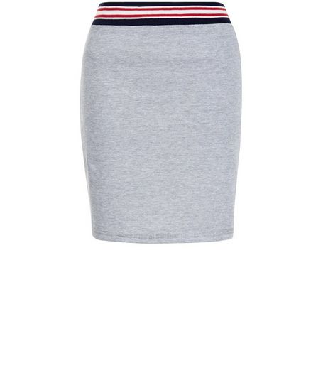 Heartbreak Grey Stripe Trim Mini Skirt | New Look