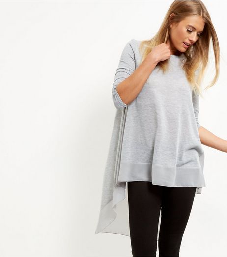 Grey Longline Dip Hem Top | New Look