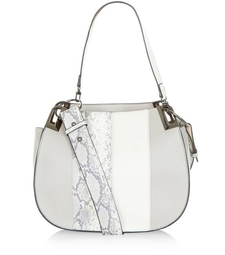 Grey Snakeskin Print Panel Shoulder Bag | New Look