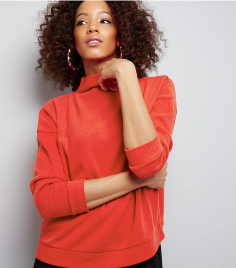 Red Funnel Neck Long Sleeve Sweater | New Look
