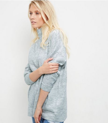Pale Grey Fine Knit Turtle Neck Jumper | New Look