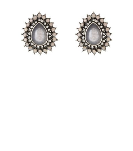 Silver Teardrop Diamante Stud Earrings | New Look